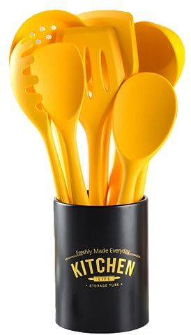 Set di utensili da cucina da cucina Set di utensili da cucina in silicone antiaderente Set di spatole con supporto Utensili da cucina Mestolo Set di utensili da cucina Kit gadget da cucina