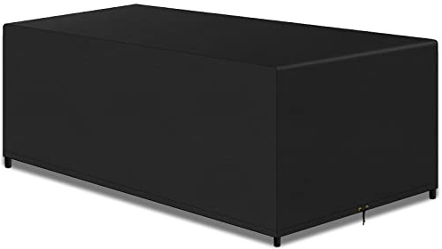 PATIO PLUS large Rectangular Garden Table Furniture Covers, Outdoor Patio Set Cover for Chair Set ,420D Oxford fabric, Waterproof , Windproof , Anti-UV, Garden Covers ,Black 250x200x80cm