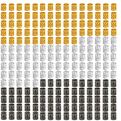 210Pcs Hair Beads for Braids Aluminum Dread Locks Adjustable Metal Hair Cuffs Dreadlocks Beads Braiding Hair Decorations Hair Jewellery for Braids Dreadlock Accessories (Silver Gold Black)