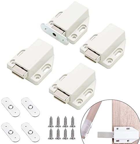 GoldRock Tryckdörröppnare push to öppen dörröppnare, 4 stycken tips på för dörrar, softclose eftermontering, softclose dörrdämpare vit, magnetisk näppdämpare för skåpdörrar, magnet dörrstängare