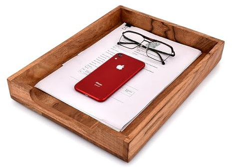 EDHAS Briefablagen und Stapelstützen aus Akazienholz, für Schreibtisch, Dokumente, Aktenordner, Zeitschriftenhalter (35,56 x 27,94 x 5,08 cm)