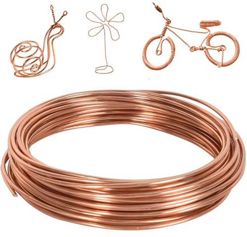 2mmx10m Filo Alluminio, Filo Metallico Colore Argento, Artigianato Filo di Alluminio Pieghevole, Flessibile e Modellabile, per Creazione di Gioielli, L'imballaggio, L'artigianato Della Scultura (Rame)