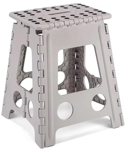 DIVID® Faltbarer Klapphocker 39cm (L) |Klapphocker|Duschhocker|Faltbar und Tragbar|130kg Belastbarkeit|Geeignet für Küche,Haushalt,Bad,Garten und Camping (grau)