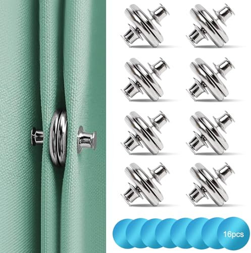 L&W Luck 8 Paare Magnete für Vorhänge,Vorhang Magnetknopf, Magnetisches Saugeisenblech,Magnetische Raffhalter für Schlafzimmer, Wohnzimmer, Esszimmer, Badezimmer, Küche (Silver)