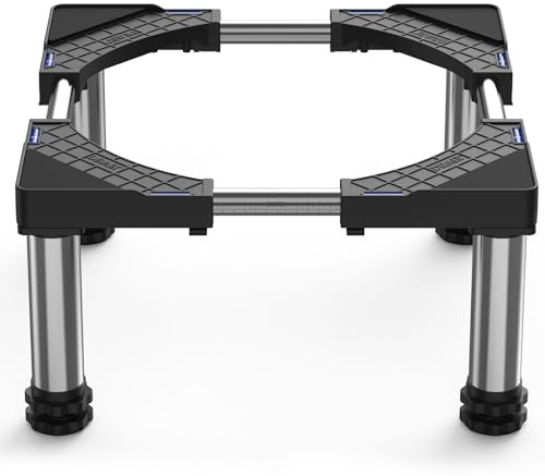 DEWEL Fridge Stand Height 23-26cm, Adjustable Refrigerator Base for Dishwasher, Freezer, Kitchen Cabinet and Static Household Appliances 43-67CM with 4 Sturdy Feet, Black