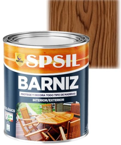 SPSIL Barniz Madera y Pintura para Madera Nogal 375ml, Lasur Protector con Secado Rápido y Alta Durabilidad, Ideal para Uso Interior y Exterior en Todo Tipo de Superficies de Madera