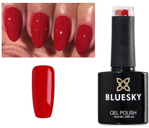 Klassiskt rött nagellack Blue Sky QSG45 – 10 ml UV- eller LED-gelnagellack plus 2 Shine Wipes våtservetter från Homebeautyforyou