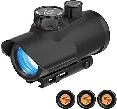 ESSLNB Red Dot Sight Scope Red Green Blue 3 Brightness Settings Rifle Scope with 11mm/20mm Picatinny Rail Mount and Protector Covers for Hunting