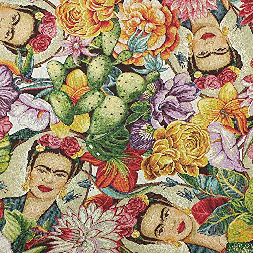 Kt KILOtela - Tissu d'Ameublement au Mètre, Jacquard Gobelin, Coussins, Rideaux, Accessoires, Déco, Fauteuils, Canapés, Laize 280 cm, Longueur au Choix de 50 à 50 cm, Frida Tropical, Multicolore