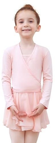 Tancefair Girls Ballet Wrap Top Cotton Dance Wrap Top Crossover Dance Cardigan Long Sleeve Ballet Cardigan for Girls Women