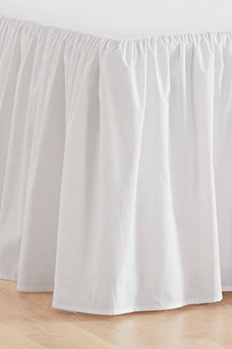 Jotex Zack Volant Betthusse - 100% hochwertige Bio-Baumwolle Bettrock, Höhe 60 cm - Weiß, 90 x 200 cm