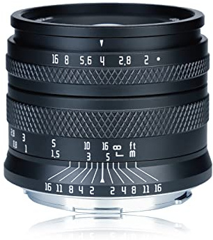 AstrHori 50 mm F2.0-objektiv med stor bländare manuell helformatobjektiv kompatibel med Fuji Fujifilm X-Mount Mirrorless Camera X-T100, X-S10, X-A1, X-A3, X-A5, X-A20, X-M1 osv. (svart)