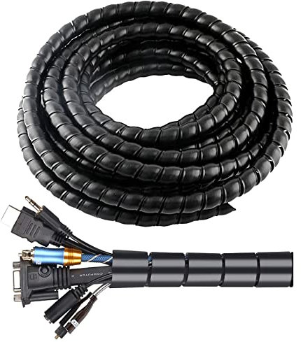 Gaine Spirale Flexible Universel,Tube d'Enroulement de Câble en Spirale,Réglable Gaine Spirale Câbles Flexible,8mmx11m de Spirale Cache Cable Serre câbles,pour la télévision par Ordinateur à Domicile