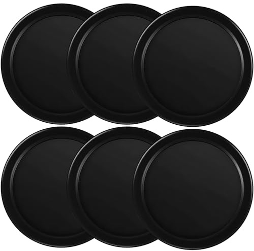 3 1/4 Inches Air Hockey Pucks 6 Pack Full Size Heavy Replacement Pucks for Game Tables Equipment Accessories (Black)