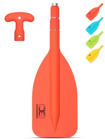 OCEANBROAD Telescoping Emergency Paddle 21''-42''（Assembling Required） Collapsible Paddles Aluminium Shaft for Kayaking Boating Canoeing River Tubing, Orange, 1 Paddle
