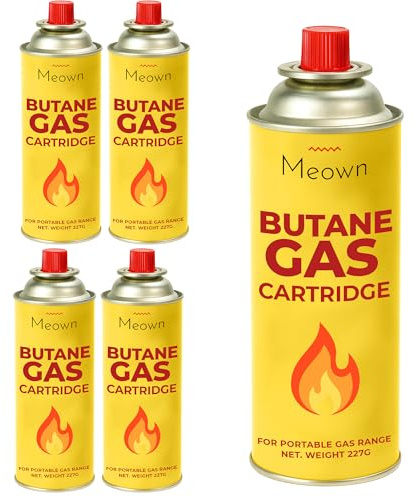 MEOWN Camping Gas Cartridges 227g – Pack of 4, Portable Gas Canisters for Camping Stoves, BBQs & Outdoor Cooking