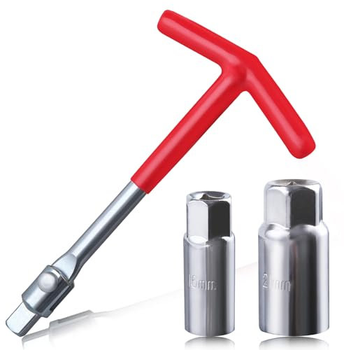 LEONTOOL Universal Joint Spark Plug Socket Wrench T-Handle Spark Plug Remover Tool for Lawnmower Car Motorcycles, 16mm 5/8 Inch and 21mm 13/16 Inch Socket Set