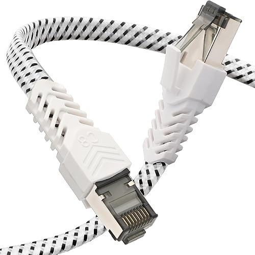 Cat 8 Ethernet-kabel,5M Platt Nylon Flätad 40Gbps 2000MHz Höghastighets LAN-Kabel, S/FTP kopparskyddad RJ45 Nätverkskabel, lämplig för Ps5/Laptop/Router/Spel/Modem