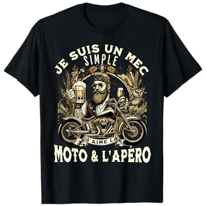 Cadeau Fan de La Moto et l'Apéro Motard Humour Alcool Drôle T-Shirt