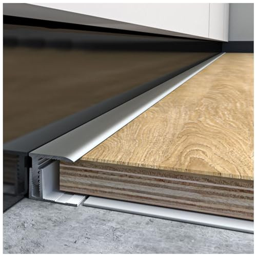 Tapajuntas Suelo/Perfil de Transición Madera Para Baldosas Perfil Lateral Para Suelos Gris Tipo L Listón De Transición De Suelo Para Huecos, Aluminio Relleno De Juntas De Suelo Con Riel A Presión(W-20