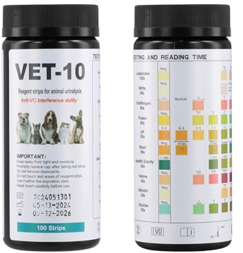 Amexo 100pcs Pet Urine Test Strips 10 Parameter Urine Dipsticks Test Paper Fast Ketones Level Monitor Test Professional Animal Urinalysis Reagent Strips