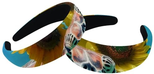 Juego de 2 diademas anchas de terciopelo para mujer, girasoles de natación, accesorios de tortuga marina, bandas acolchadas para la cabeza, diademas de belleza para el cabello para niñas