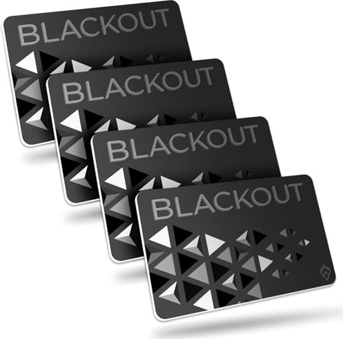AKIELO Blackout – Ultradünne RFID Blocker Karte (4 Stück) – Die Einzige Lösung für den Kontaktlosen Kreditkarten Schutz – Die Ultimativer Geldbeutel Schutzkarte (Schwarze Edition - 4er)