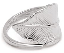 SINGULARU - Anillo Hoja. Acero con grosor de hilo de 2 mm. Ajustable con Motivo Hoja. Talla Única Joyas para Mujer