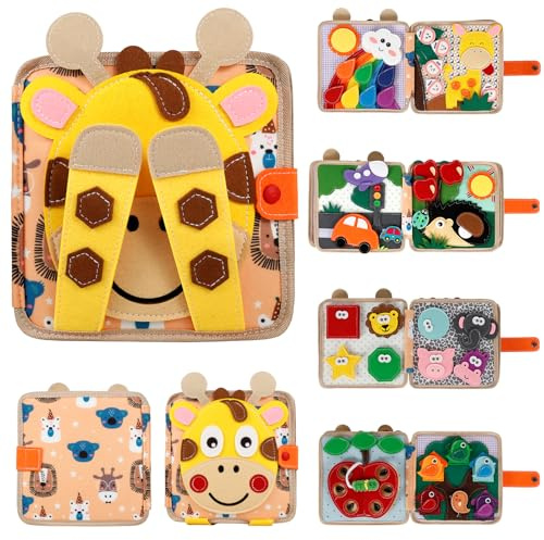 Quiet Book Montessori Toys 3D Soft Baby Felt Books Educational Sensory Toy Animals Sensory Books Early Development Interactive Toy Preschool Learning Travel Activity Board for Boys Girls Infants Gift
