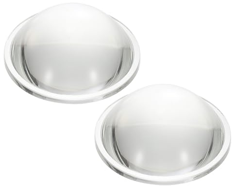 PATIKIL Lente Plano Convexa De 64mm De Diámetro,2 Piezas De 25mm De Altura De Vidrio De Borosilicato Para Lámparas LED Ópticas Con Borde Para Linternas,Transparente 3.2mm