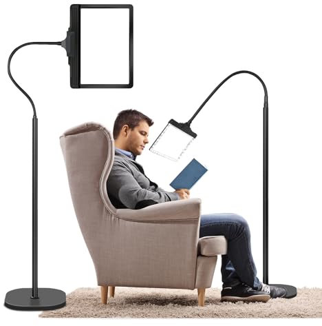 NZQXJXZ 5X Ricaricabile Lente Ingrandimento con Luce e Supporto, 3 in 1 Lampada con Lente di Ingrandimento con 43 LED a Luminosità Regolabile, Lente di Ingrandimento a Collo d'oca Flessibile