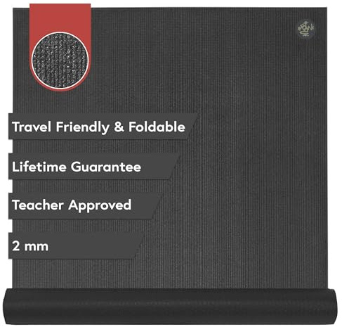 Manduka PRO Travel Yoga Mat 71 - 2mm Foldable & Travel Friendly Lifetime Durability Teacher Approved Hygienic Construction | 71 x 24 inches | Black Night