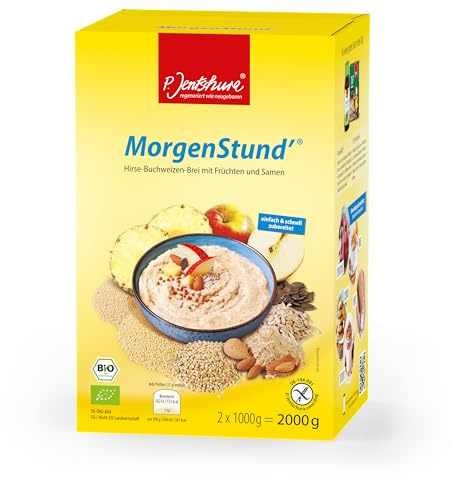 P.Jentschura MorgenStund Organic Millet Buckwheat Porridge, Gluten-Free Breakfast Cereal with Fruits and Seeds, 2000g, Non-GMO, Vegan