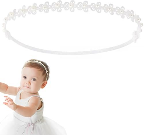 GXGM Baby Mädchen Stirnbänder Weiß Dehnbare Stirnband DoppelspitzeSpitzebowknot-Haarband Weich Baby Hairband Nylon Babygeschenke für Neugeborene