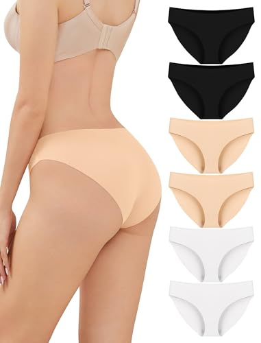 ANSUKOO Culotte Femme sans Couture Lot de 6,Hipster Slip Invisible Femme | Culotte Invisible Femme,Culotte Microfibre Femme,Seamless Women'S Panties,Culotte Sport,Women Underwear Seamless Multipack