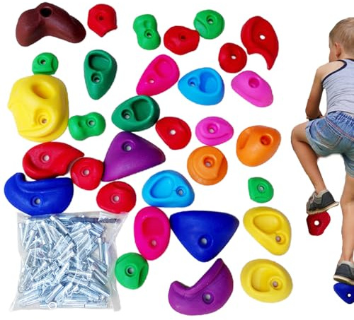Generisch Asas de escalada para la pared | Tiradores de escalada para niños | Set multicolor con fijación para interior y exterior, casa, escuela
