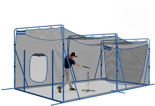 WICTTISPOSI 20ftx10ftx9ft Baseball Softball Cage with Hitting Net,Dual Sided 7-Ply Netting for Batting/Pitching/Fielding,Heavy-Duty Metal Frame and Windproof Ropes for Backyard Outdoor Indoor