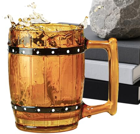 Generico Bicchiere Di Con Manico - 300 Millilitri Manico Ergonomico - Boccale Da Birra In A Forma Di Barile | per Casa Campeggio Dormitorio Hotel Appartamento Festa Caffè Cioccolato Tè Latte Vino