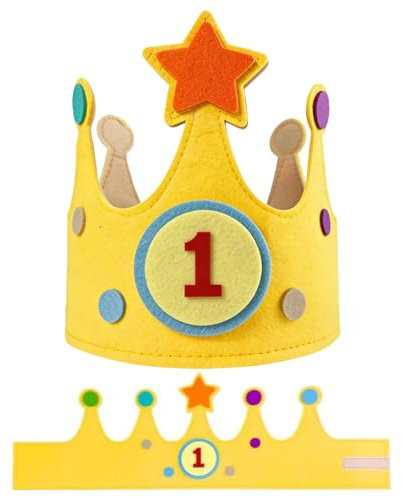 EIDUOVA Corona de cumpleaños para niñas y niños hecha de muselina, botones de velcro con los números del 1 al 10, corona de cumpleaños para niños, corona de cumpleaños infantil, corona de cumpleaños