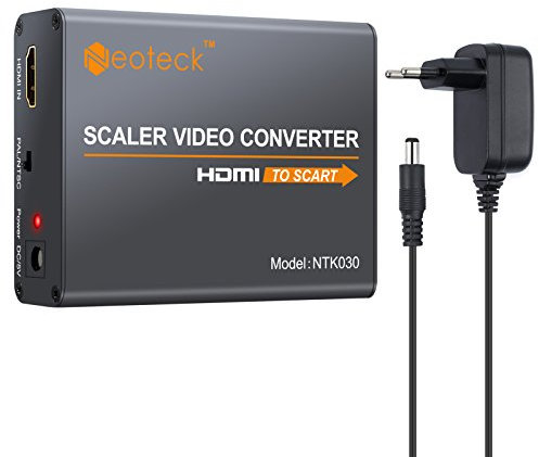 Neoteck Video Audio Wandler, HDMI zu SCART Konverter, FL/FR Stereo-Audiosignale, Unterstützt NTSC und PAL, für TV, VCR, Videorekorder