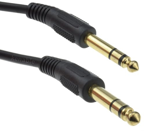 kenable Pro Stereo Audio Cable 6.35mm Jack Plug to 6.35mm Jack Plug Gold Plated Connectors 4m Black