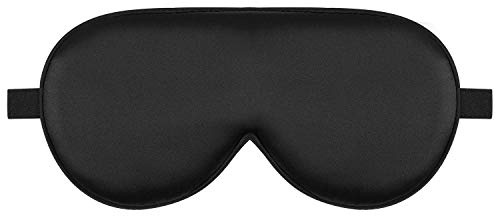 Alaska Bear Mulberry Silk Sleep Mask Cool Super Smooth Eye Cover Genuine Organic Silk for Sensitive Skin, Soft Filling, Lightweight Eye Shades for Sleeping (Original Black, Flat)