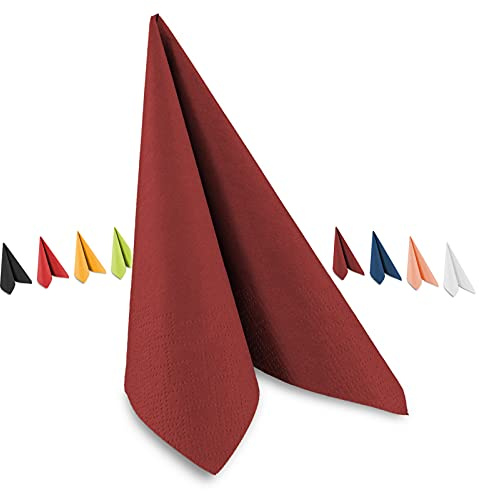 Tafel-Servietten, 3-lagig, 33 x 33 cm, Inhalt 250 St., in unterschiedliche Farben, jeweils abgestimmt auf Einrichtung & Dekoration, für Gastronomie & Zuhause, bordeaux