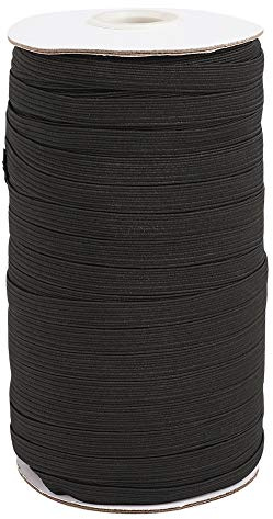 Craftdady 100 Yards 8-8.5mm Black Elastic Band 5/16 Inch Braided Flat Elastic Cord Stretch Knit Elastic Rope for Sewing Crafting