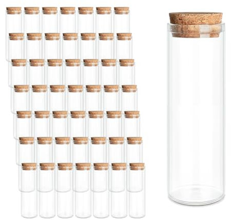 80-Pack 0.61 oz (18 ml) Glass Bottles & Test Tubes with Cork Stoppers – for Spell Jars, Spice Storage, DIY Favors, Travel Memories, Plant Propagation – Empty Recyclable Containers for Crafts, Kitchen