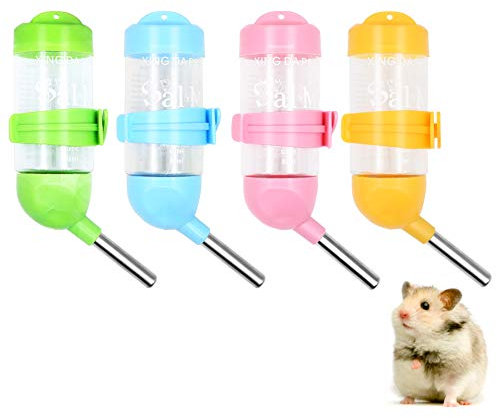 Geluode 4 Stück 80ml Hamster Wasserflaschen, Kein Griff Hängender Wasserspender Kleine Tier Automatische Wasserzufuhr für Hamster, Kaninchen, Meerschweinchen, Eichhörnchen, kleines Tier