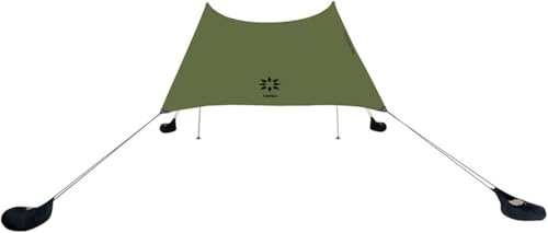 Neso Grande Portable Beach Tent Sun Shelter - Lightweight Beach Shade Canopy - Easy Setup for Family Outings - Patented Reinforced Corners - UPF 50+ Sun Protection - 7ft Tall, 9 x 9ft - Army Green