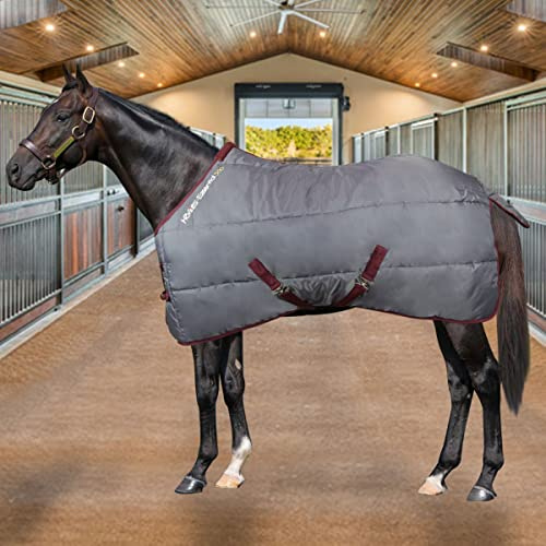 Horses, Couverture de Box Essential 300gr, Couverture de Bonne Facture, Utile pour Protéger Le Cheval des Variations de Température, de la Pluie et des Insectes (162cm, Gris)
