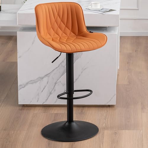 YOUTASTE Barhocker Höhenverstellbar mit PU-Bezug, Drehbare Küchenhocker mit Lehne und Fußstütze, Moderner Bar Stool für Bar, Theke und Küche, Kamel