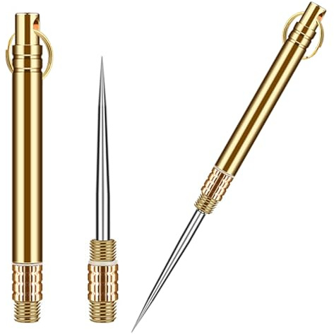 QianFenShi 2 Piezas Palillos de Dientes,Palillos de Dientes Metal,Palillo De Dientes Portátil,con Llavero,Reutilizable,para Acampar,al Aire Libre,Viaje,Picnic (Oro)